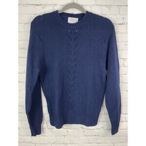 VTG 70s Pendleton Womens Large Virgin Wool Eye-lit Design Navy Sweater